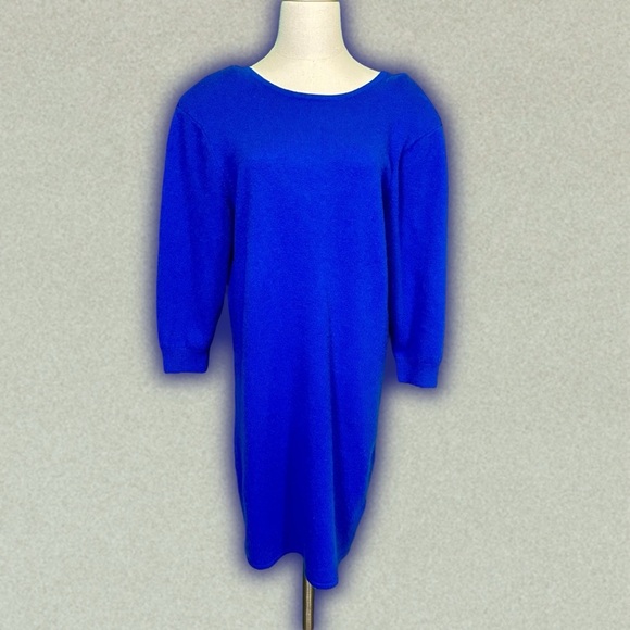NWOT FRAME Denim ‘Strong Shoulder Mini Dress’ in “Ultramarine” Cashmere Sz Large - Picture 3 of 16